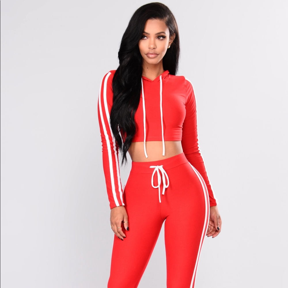 Fashion nova red matching pant set
